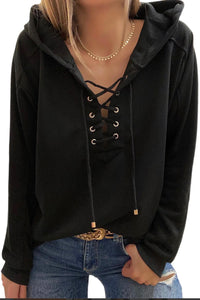 Black Lace Up Hoodie