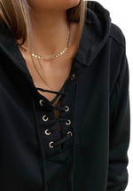 Black Lace Up Hoodie
