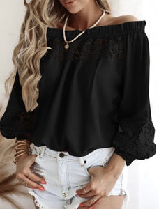 Lace Accent Off Shoulder Top