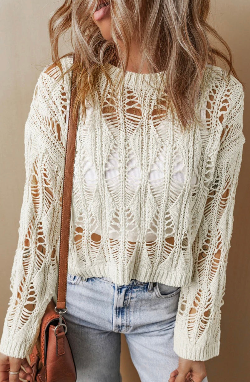 Neutral Open Knit Sweater