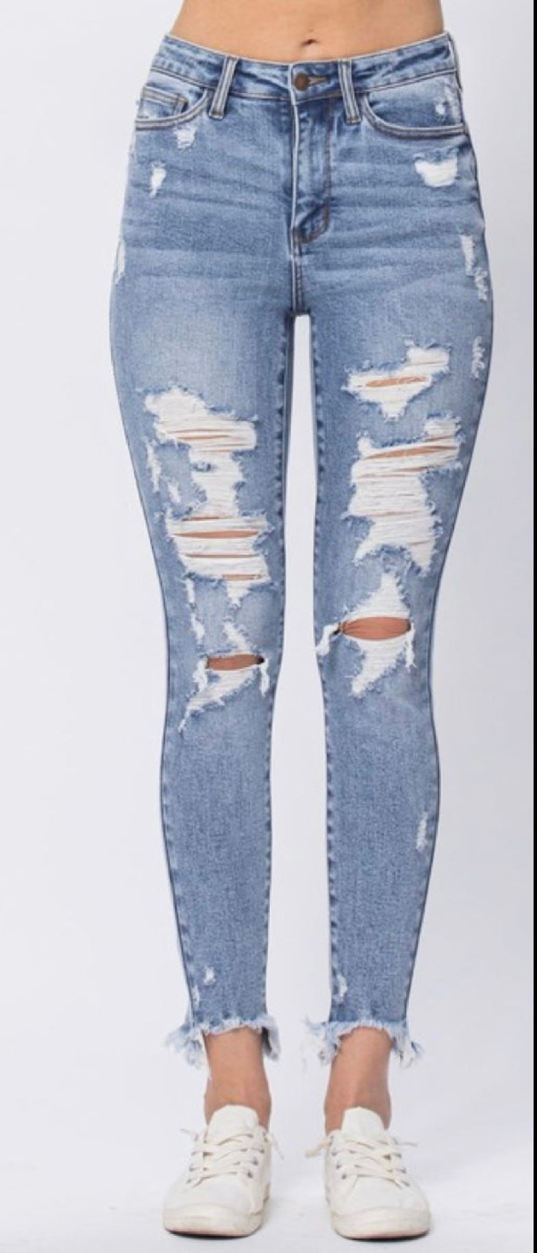 JB Light Wash Sharkbite Skinnies *final sale*