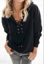 Black Lace Up Hoodie