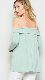 Sage Cold Shoulder Top