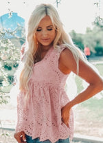 Pink Eyelet Babydoll Top