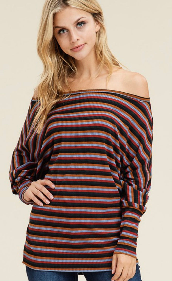 Multi Striped Off Shoulder Top