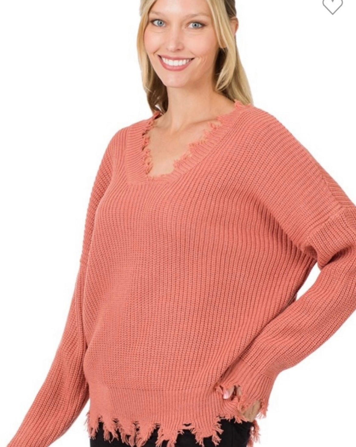 Ash Rose Distressed Sweater