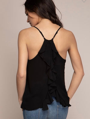 Black Ruffle Back Blouse