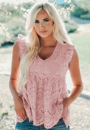 Pink Eyelet Babydoll Top