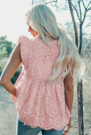 Pink Eyelet Babydoll Top