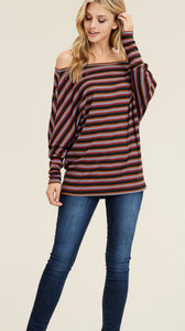 Multi Striped Off Shoulder Top