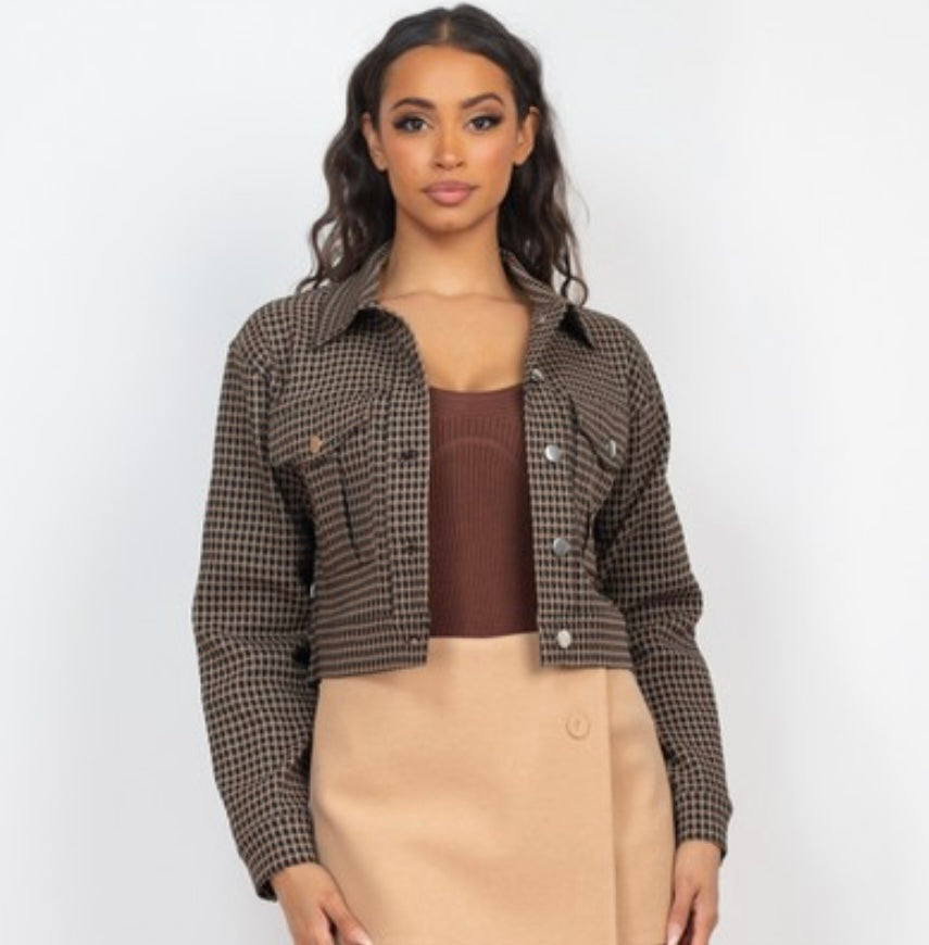 Cropped Houndstooth Jacket