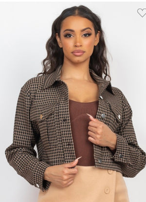 Cropped Houndstooth Jacket