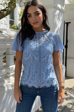 Baby Blue Lace Blouse *final sale*